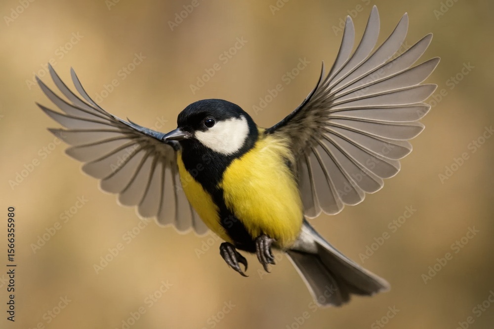 Naklejka premium A Yellow-bellied Citronet in Flight