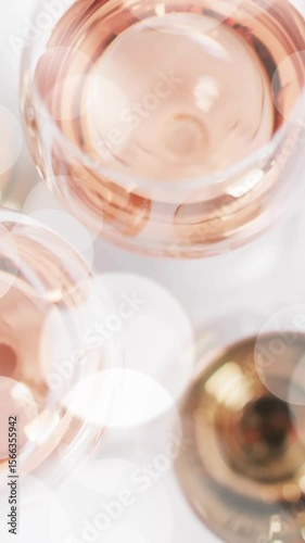 Composite of glasses of white, rose and red wine over white background