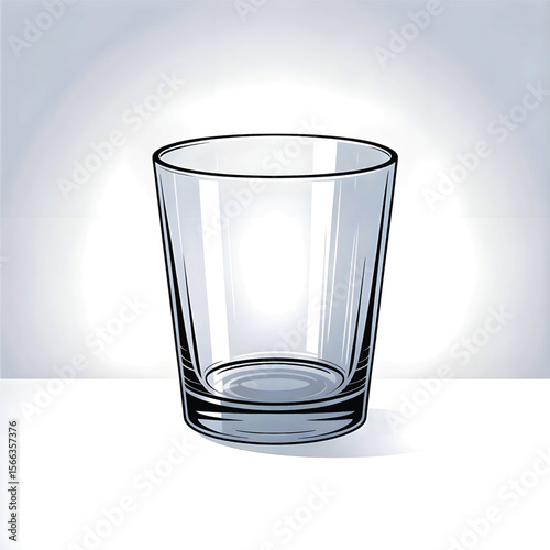 Empty glass on white surface