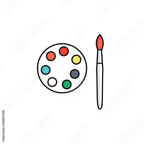 Minimalist vector set of artist tools   paintbrush