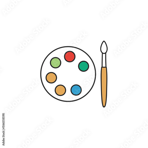 Minimalist vector set of artist tools   paintbrush