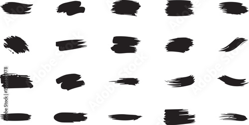 Textured Hand Drawn Brush Strokes Set - Vector Elements