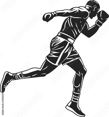 boxer performing spin punch black silhouette