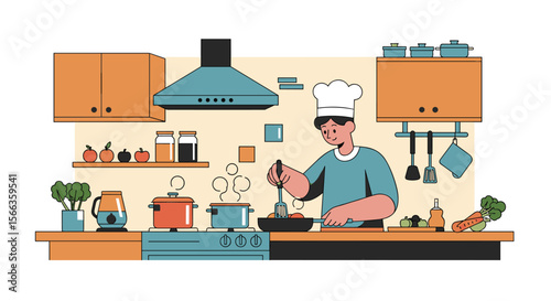A skilled chef expertly prepares delicious meals in a modern and well-equipped kitchen environment