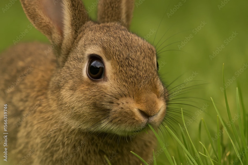 Fototapeta premium A rabbit's serene encounter with nature
