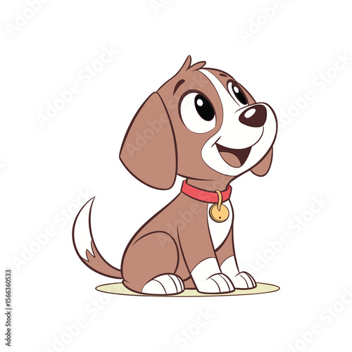 Cute Cartoon Puppy Vector Icon – Happy Pet Dog Illustration for Kids and Animal Lovers