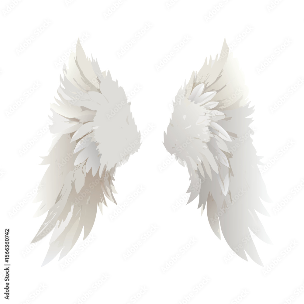 Fototapeta premium Realistic Angel Wings Vector – Isolated on Transparent Background