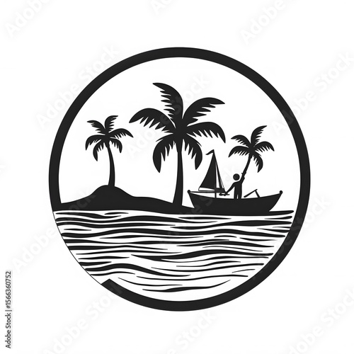 Wallpaper Mural Tropical Island Sunset Sailboat Silhouette with Palm Trees Torontodigital.ca