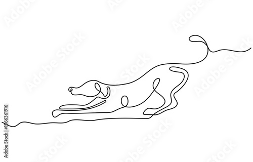 Dachshund dog continuous one line vector drawing. Single line art dachshund dog. Graphic illustration. bulldog portrait animal concept in silhouette on a white background
