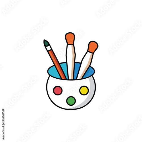 vector design of colorful paintbrushes in a cup wi