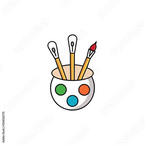 vector design of colorful paintbrushes in a cup wi