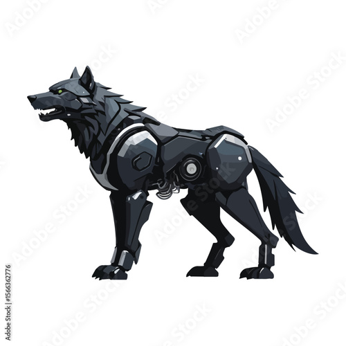 Black Robot Wolf Howling at the Sky