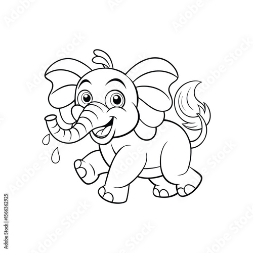 Adorable Baby Elephant Coloring Page Free Printable Illustration