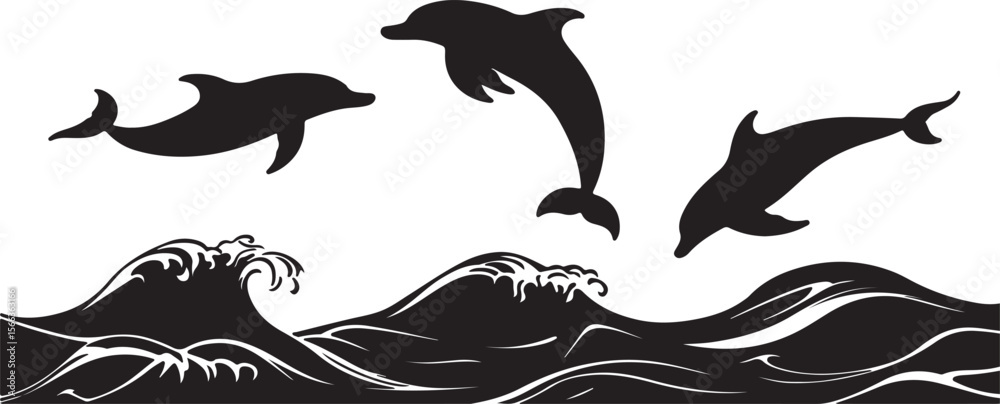 Fototapeta premium Ocean Wildlife Black Clipart