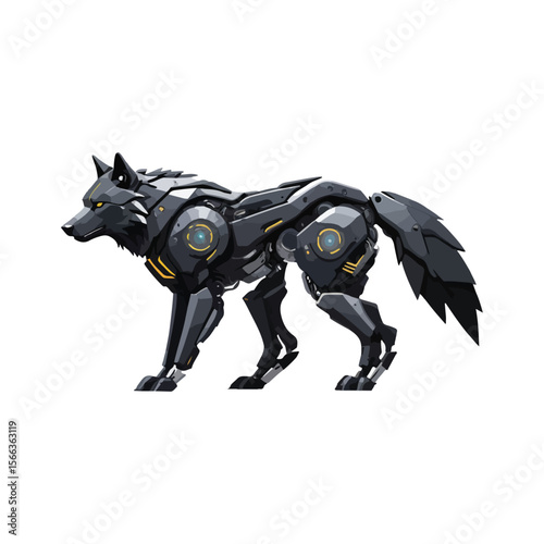 Black Robot Wolf Howling at the Sky
