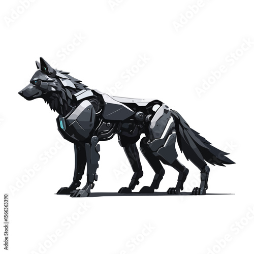 Black Robot Wolf Howling at the Sky