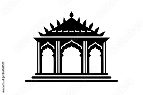Traditional Temple Arch Icon with Spiked Roof Design