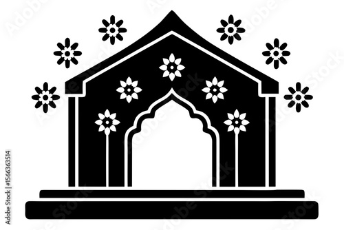 Decorative Floral Mandap Icon with Arched Entrance