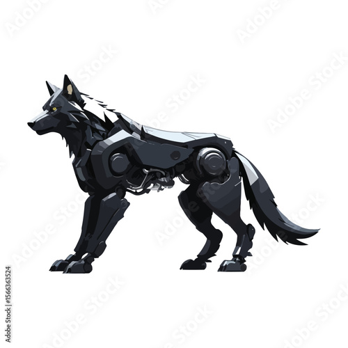 Black Robot Wolf Howling at the Sky