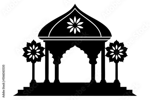 Traditional Floral Mandap Icon with Pillars and Dome
