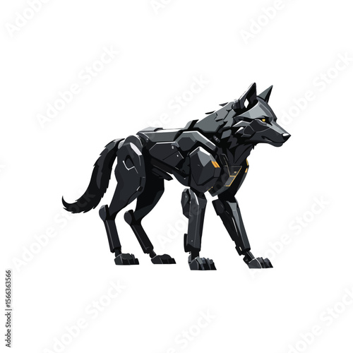 Black Robot Wolf Howling at the Sky