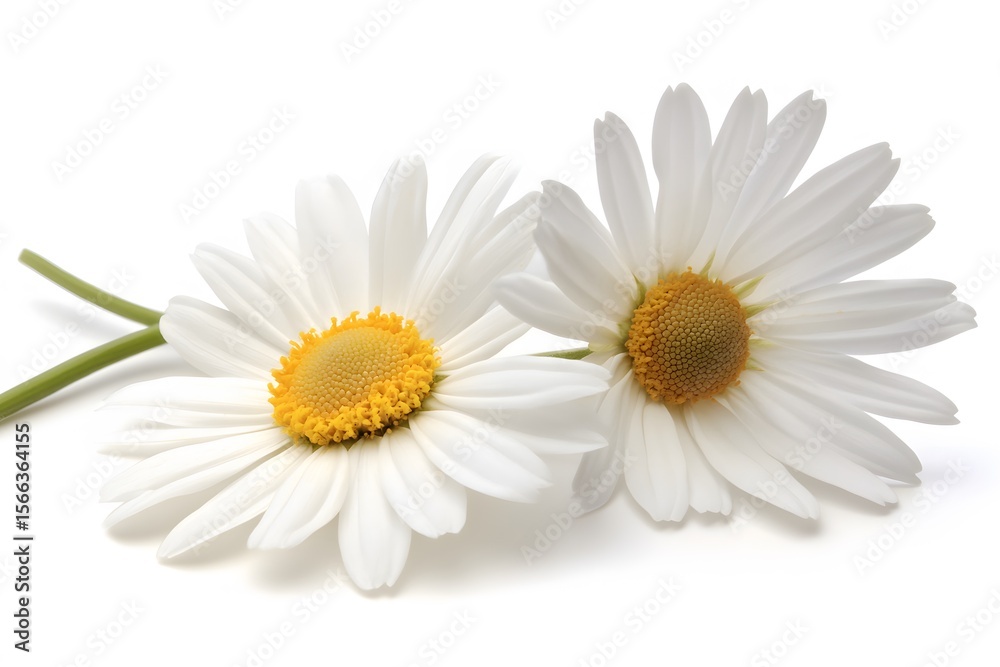 Fototapeta premium Two White Daisies Close Up Photography