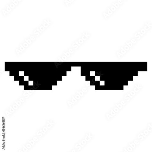 Pixel sunglasses emoji, isolated on transparent background