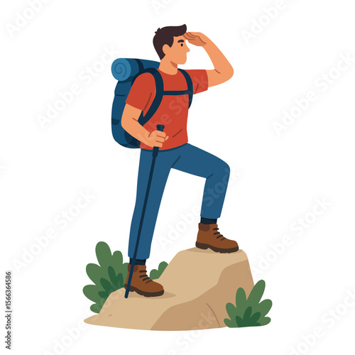 Hiker Adventure Trekking Exploration Illustration