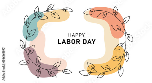 Celebrate labor day with a festive design embracing organic shapes and floral accents honoring workers