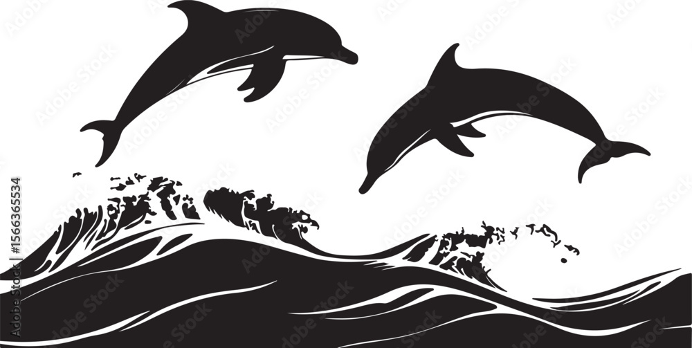 Fototapeta premium Aquatic Animal Silhouette Art