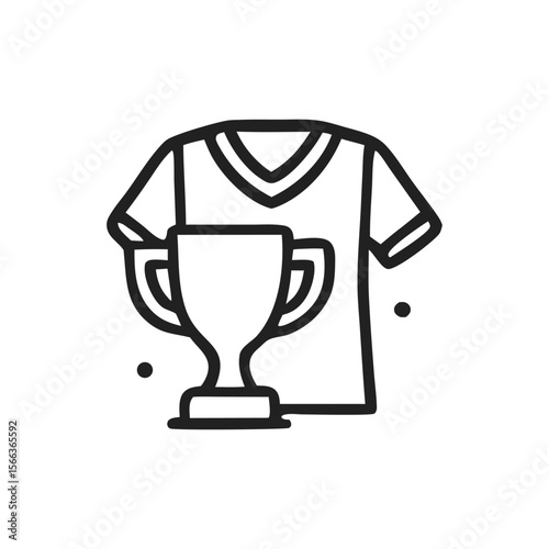 Minimalist illustration of a trophy cup placed in front of a sports jersey.