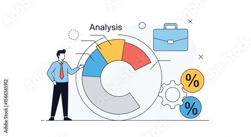 Business growth strategy and financial performance analysis using pie chart and data visualization tools for strategic decision making