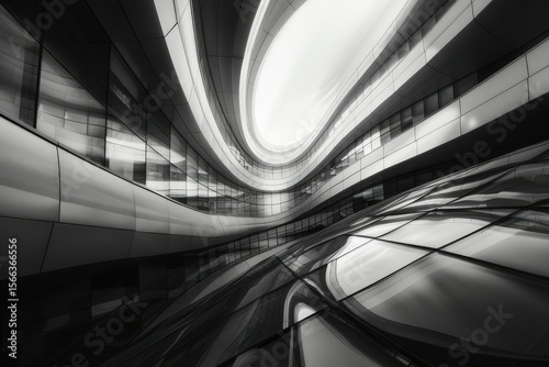 Clear Pixel Image of Abstract Modern Architecture in Black and White Street Photography