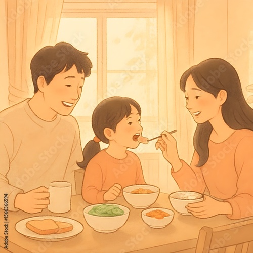 Family Enjoying Breakfast Together