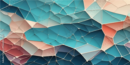 Abstract colorful geometric background texture with blue, red, orange, and yellow triangles, lines, and diamond shapes for modern art illustration and futuristic cover design