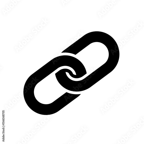 A simple graphic showing two black chain links connected on a plain white background image view