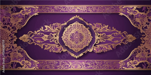 Vintage gold floral seamless pattern with a decorative ornate frame