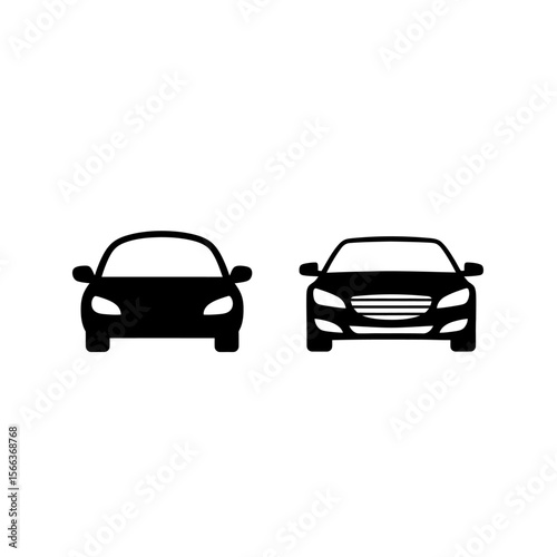 Two car icons displayed on a white background showing the front view of each vehicle in silhouette