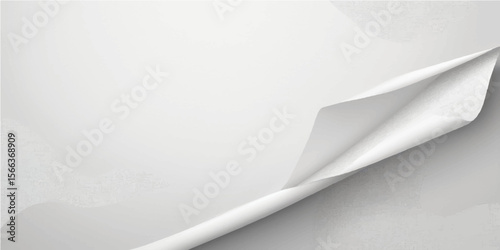 White paper sheet with a curled corner and shadow, a blank design template