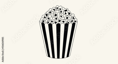 Icon representing popcorn in a classic striped bucket perfect for movie nights or snack time enjoyment