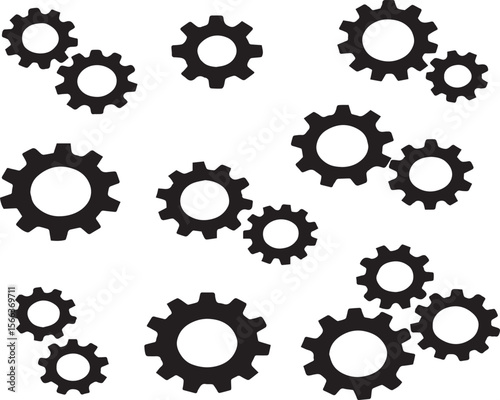 Gear & Settings Icon Set: Cogwheel, Functions Vector Symbols for Web, Mobile & Dashboard UI