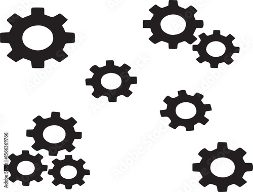Gear & Settings Icon Set: Cogwheel, Functions Vector Symbols for Web, Mobile & Dashboard UI