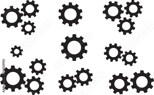 Gear & Settings Icon Set: Cogwheel, Functions Vector Symbols for Web, Mobile & Dashboard UI