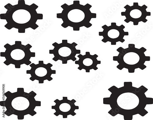 Gear & Settings Icon Set: Cogwheel, Functions Vector Symbols for Web, Mobile & Dashboard UI