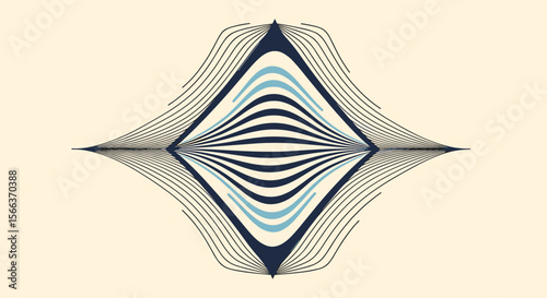 Abstract geometric pattern with symmetrical ripples and expanding waves on a light background