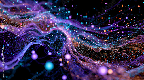 Glowing Interconnected Cyberspace with Radiant Data Currents and Tech Aesthetics