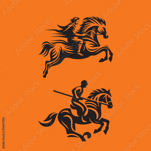 horse rider vector 