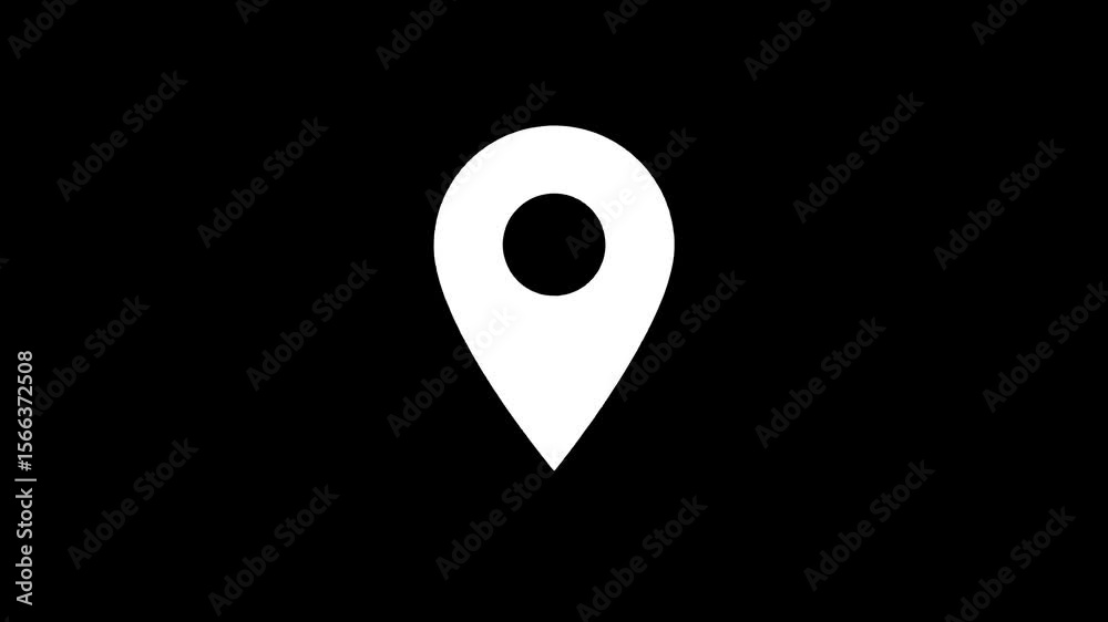 Red GYPS Location Pin pointer animated icon 8 different movements, alpha channel included. on the black background.