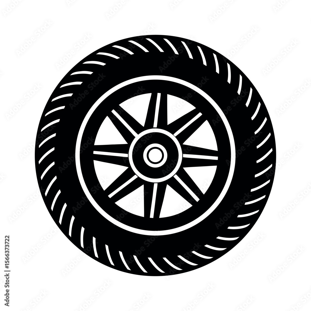Fototapeta premium Wheel Art Minimalist Tire Vector