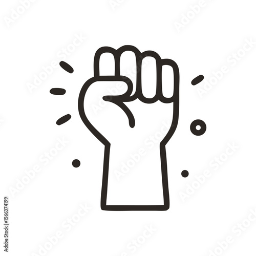 Simple line drawing of a clenched fist, symbolizing strength and power.